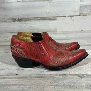 Red Western Ankle Boots